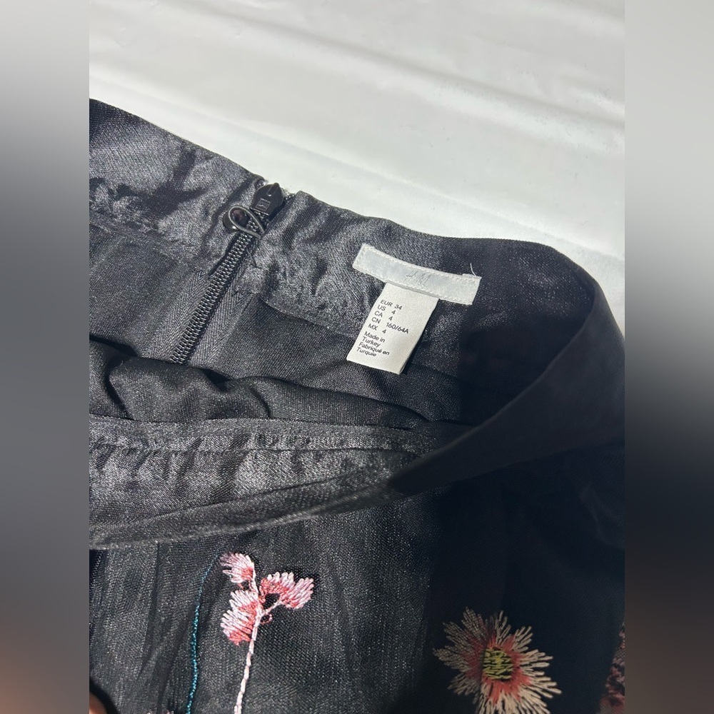 Black Skirt with Multicolor Floral Embroidery - Picture 3 of 4